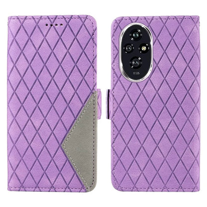 For Honor 200 5G Wallet Case Rhombus Pattern Imprint Leather Phone Cover