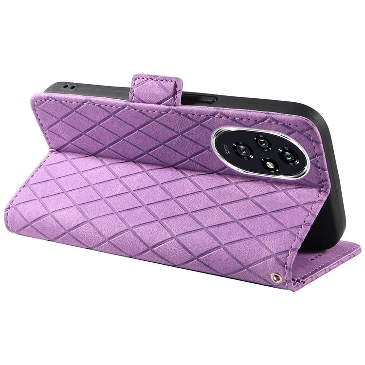 For Honor 200 5G Wallet Case Rhombus Pattern Imprint Leather Phone Cover