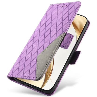 For Honor 200 5G Wallet Case Rhombus Pattern Imprint Leather Phone Cover