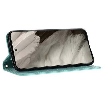 For Google Pixel 8 Phone Case Leather Flip Cover Butterfly Flower Pattern Imprinted