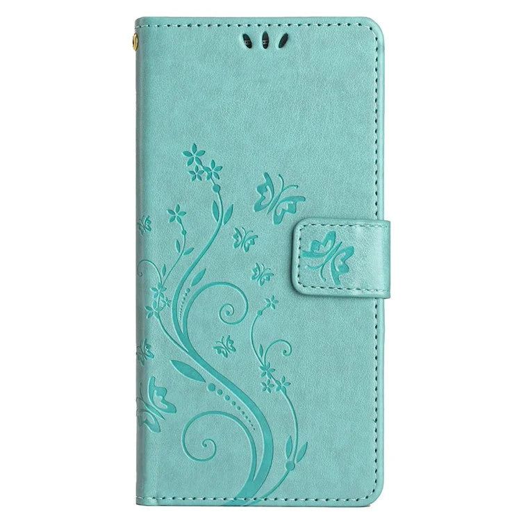 For Google Pixel 8 Phone Case Leather Flip Cover Butterfly Flower Pattern Imprinted