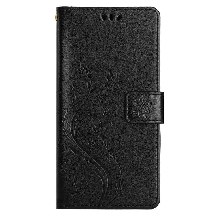 For Google Pixel 8 Phone Case Leather Flip Cover Butterfly Flower Pattern Imprinted