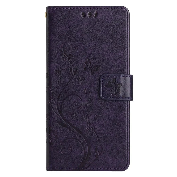 For Google Pixel 8 Phone Case Leather Flip Cover Butterfly Flower Pattern Imprinted