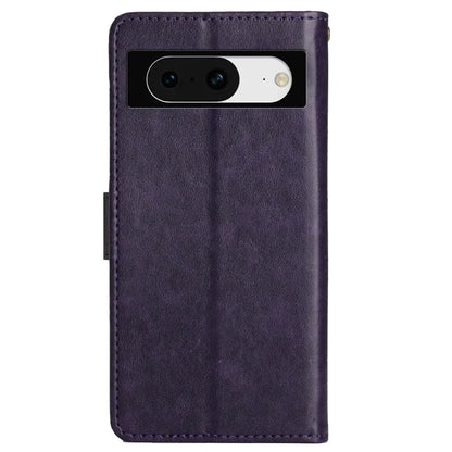 For Google Pixel 8 Phone Case Leather Flip Cover Butterfly Flower Pattern Imprinted