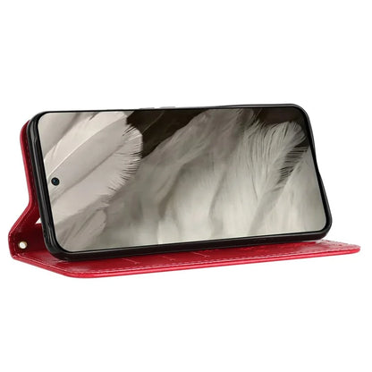 For Google Pixel 8 Phone Case Leather Flip Cover Butterfly Flower Pattern Imprinted