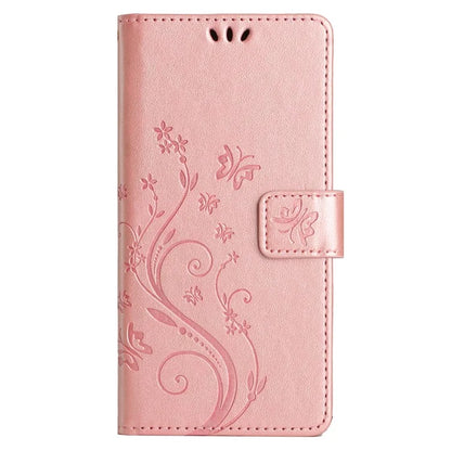 For Google Pixel 8 Phone Case Leather Flip Cover Butterfly Flower Pattern Imprinted