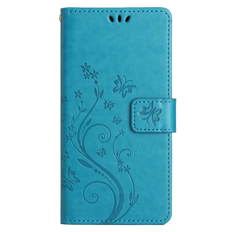 For Google Pixel 8 Phone Case Leather Flip Cover Butterfly Flower Pattern Imprinted