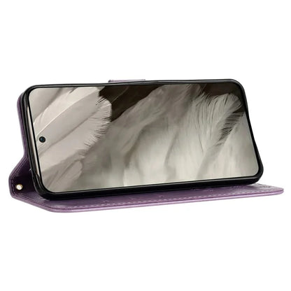 For Google Pixel 8 Phone Case Leather Flip Cover Butterfly Flower Pattern Imprinted