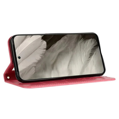 For Google Pixel 8 Phone Case Leather Flip Cover Butterfly Flower Pattern Imprinted