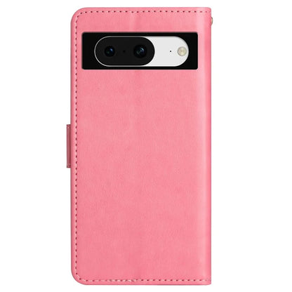 For Google Pixel 8 Phone Case Leather Flip Cover Butterfly Flower Pattern Imprinted