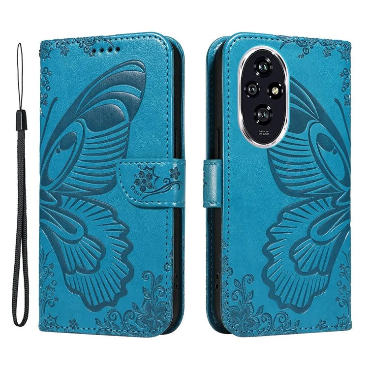 For Honor 200 5G Wallet Stand Case Butterfly Imprint Leather Phone Cover