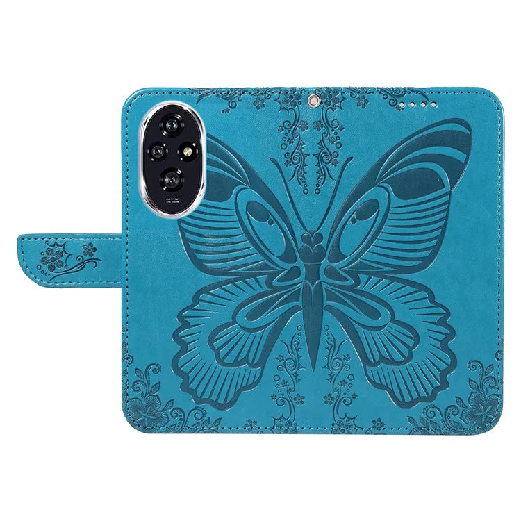 For Honor 200 5G Wallet Stand Case Butterfly Imprint Leather Phone Cover