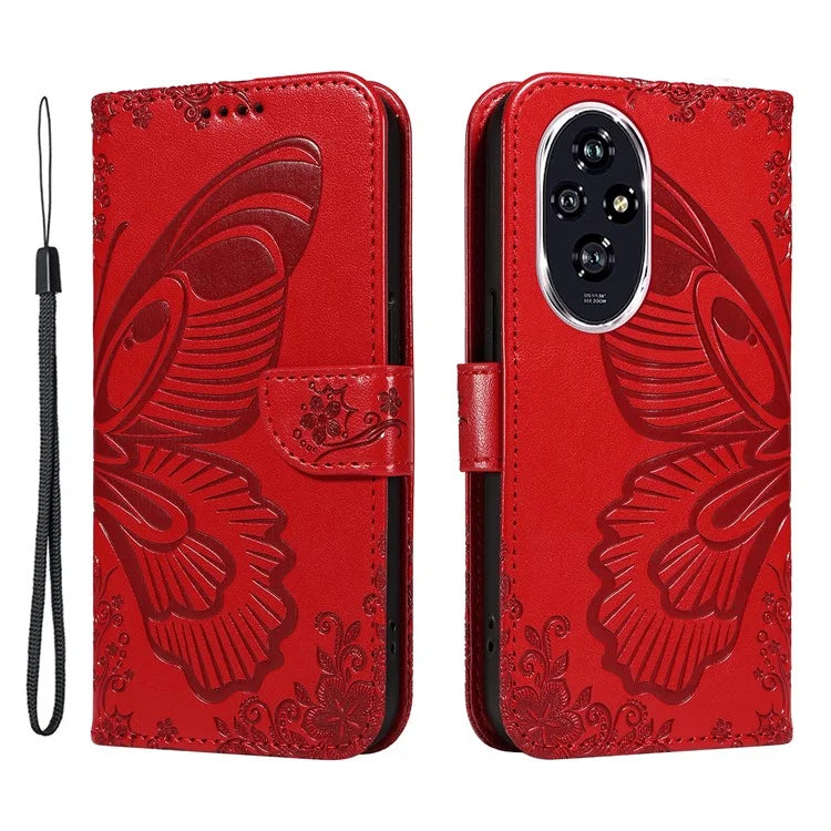 For Honor 200 5G Wallet Stand Case Butterfly Imprint Leather Phone Cover