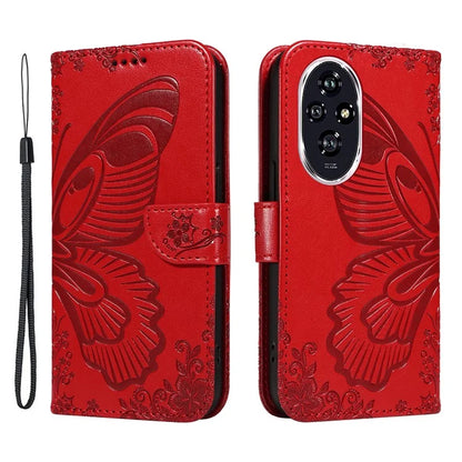 For Honor 200 5G Wallet Stand Case Butterfly Imprint Leather Phone Cover