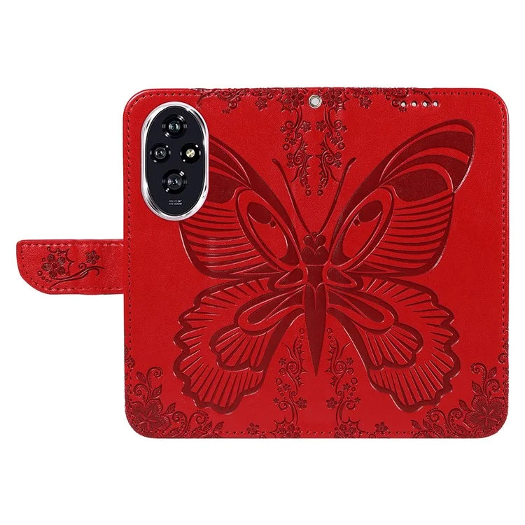 For Honor 200 5G Wallet Stand Case Butterfly Imprint Leather Phone Cover