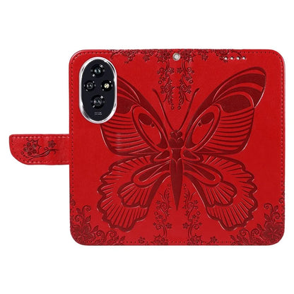 For Honor 200 5G Wallet Stand Case Butterfly Imprint Leather Phone Cover