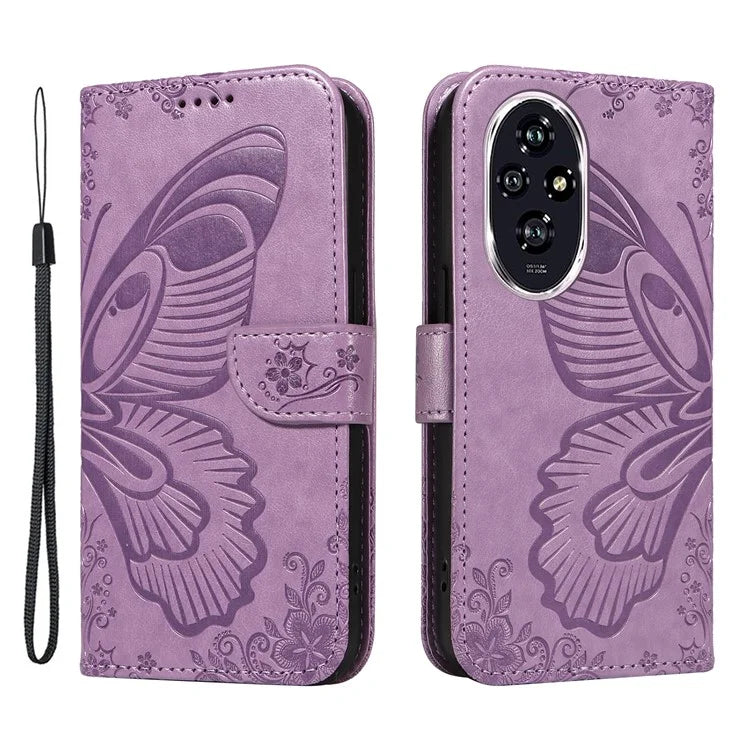 For Honor 200 5G Wallet Stand Case Butterfly Imprint Leather Phone Cover