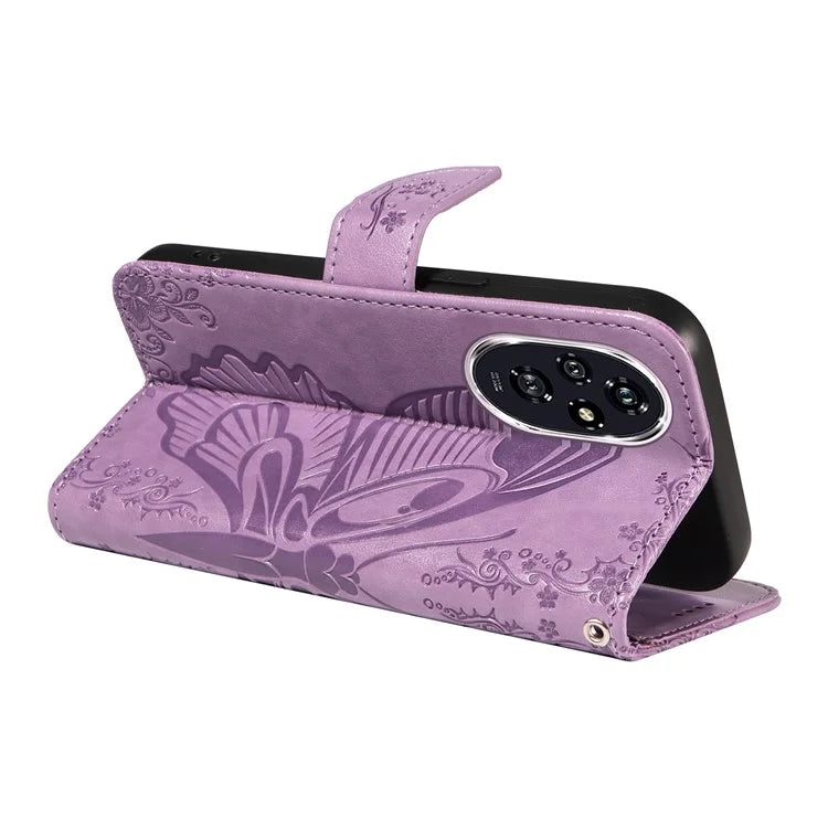 For Honor 200 5G Wallet Stand Case Butterfly Imprint Leather Phone Cover