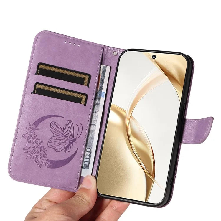 For Honor 200 5G Wallet Stand Case Butterfly Imprint Leather Phone Cover