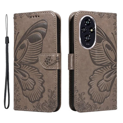 For Honor 200 5G Wallet Stand Case Butterfly Imprint Leather Phone Cover