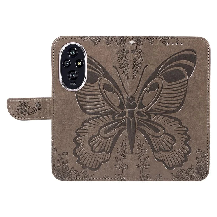 For Honor 200 5G Wallet Stand Case Butterfly Imprint Leather Phone Cover