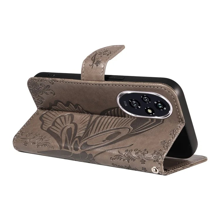 For Honor 200 5G Wallet Stand Case Butterfly Imprint Leather Phone Cover