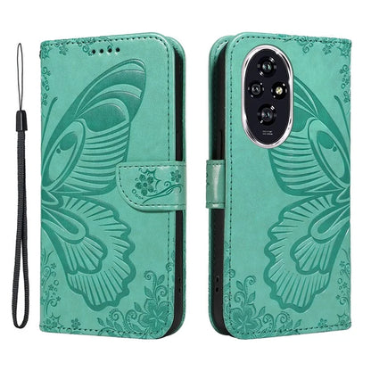 For Honor 200 5G Wallet Stand Case Butterfly Imprint Leather Phone Cover