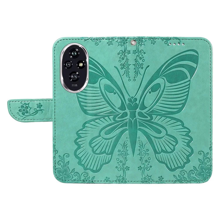 For Honor 200 5G Wallet Stand Case Butterfly Imprint Leather Phone Cover
