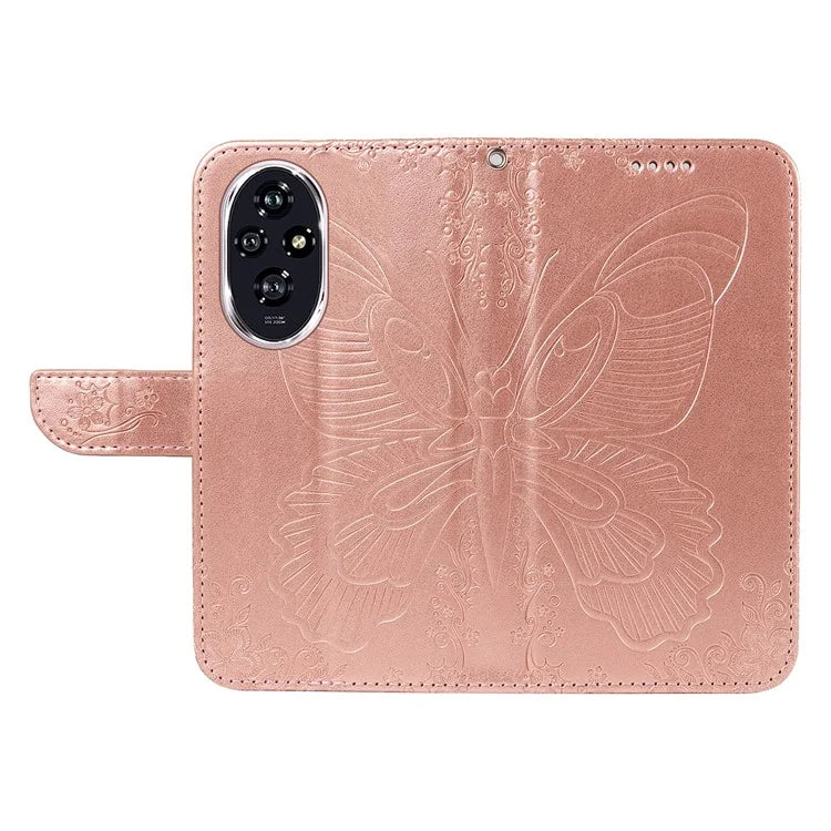 For Honor 200 5G Wallet Stand Case Butterfly Imprint Leather Phone Cover