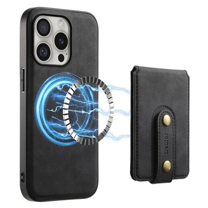 DENIOR D14 For iPhone 16 Pro Max Magnetic Case Leather+PC+TPU Phone Cover Card Bag
