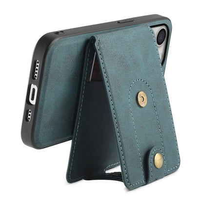 DENIOR D14 For iPhone 16 Pro Max Magnetic Case Leather+PC+TPU Phone Cover Card Bag