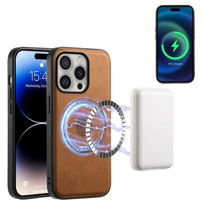 DENIOR D14 For iPhone 16 Pro Max Magnetic Case Leather+PC+TPU Phone Cover Card Bag