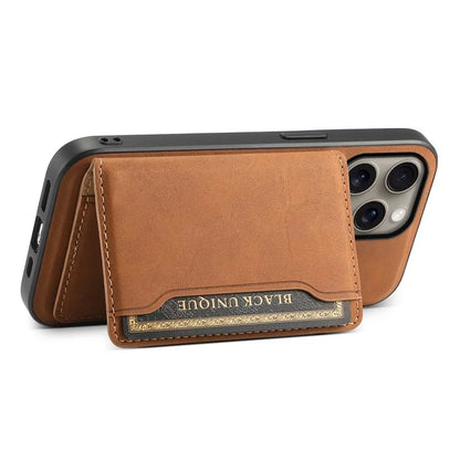 DENIOR D13 For iPhone 16 Pro Max Magnetic Case Leather Phone Back Cover Card Holder