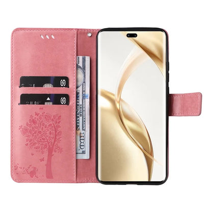 KT Imprinting Flower Series-3 For Honor 200 Pro 5G Case Wallet Leather Cover Cat Tree Pattern