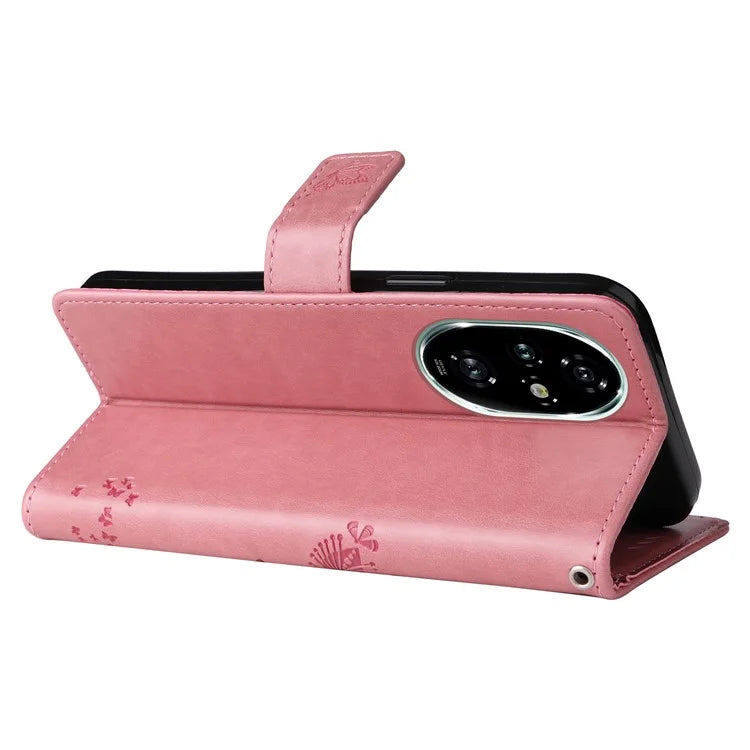 KT Imprinting Flower Series-3 For Honor 200 Pro 5G Case Wallet Leather Cover Cat Tree Pattern