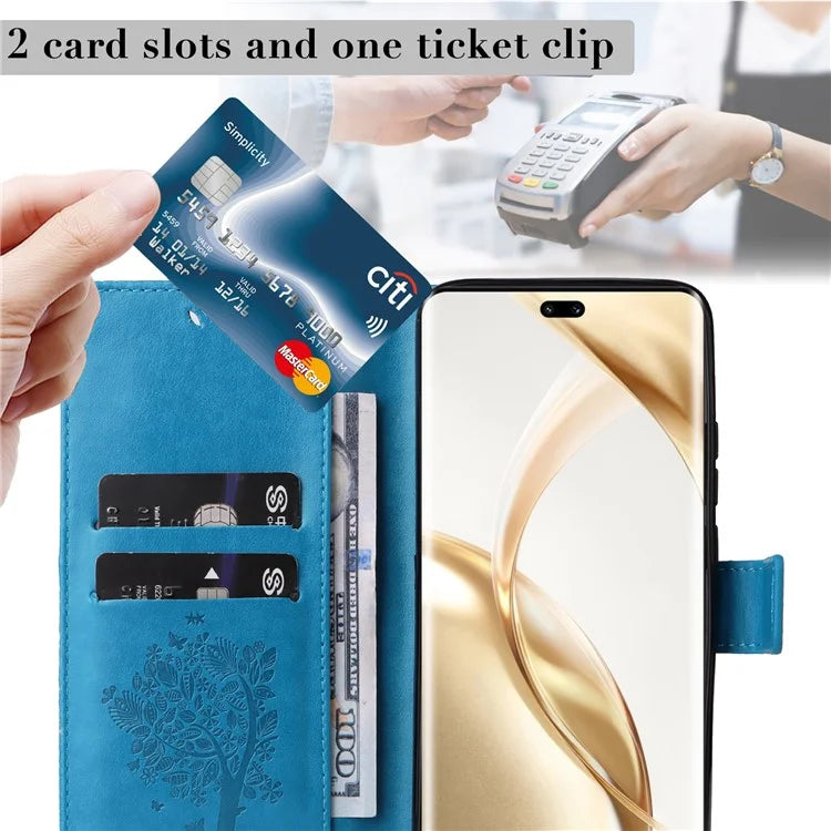 KT Imprinting Flower Series-3 For Honor 200 Pro 5G Case Wallet Leather Cover Cat Tree Pattern