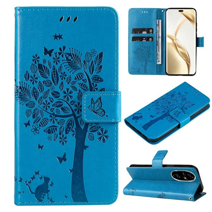 KT Imprinting Flower Series-3 For Honor 200 Pro 5G Case Wallet Leather Cover Cat Tree Pattern