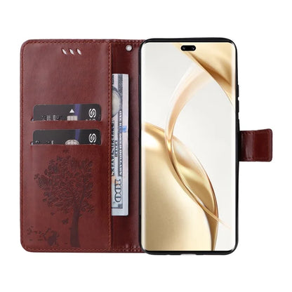 KT Imprinting Flower Series-3 For Honor 200 Pro 5G Case Wallet Leather Cover Cat Tree Pattern