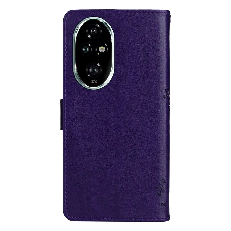 KT Imprinting Flower Series-3 For Honor 200 Pro 5G Case Wallet Leather Cover Cat Tree Pattern