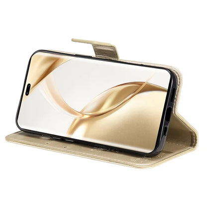 KT Imprinting Flower Series-3 For Honor 200 Pro 5G Case Wallet Leather Cover Cat Tree Pattern