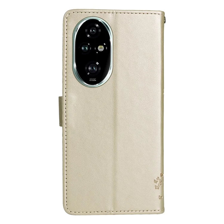 KT Imprinting Flower Series-3 For Honor 200 Pro 5G Case Wallet Leather Cover Cat Tree Pattern