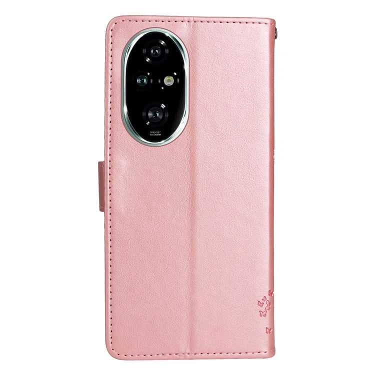 KT Imprinting Flower Series-3 For Honor 200 Pro 5G Case Wallet Leather Cover Cat Tree Pattern