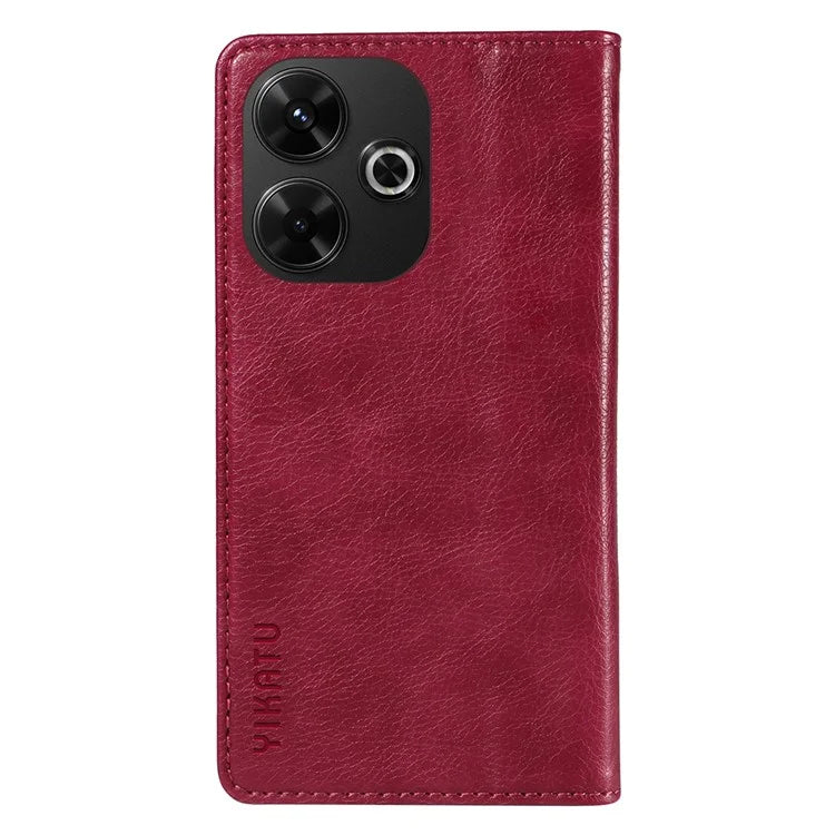 YIKATU YK-006 For Xiaomi Redmi 13 5G / 13 4G Phone Stand Case Litchi Texture Leather Phone Cover Wallet