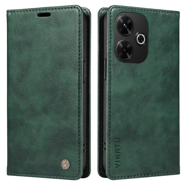 YIKATU YK-006 For Xiaomi Redmi 13 5G / 13 4G Phone Stand Case Litchi Texture Leather Phone Cover Wallet