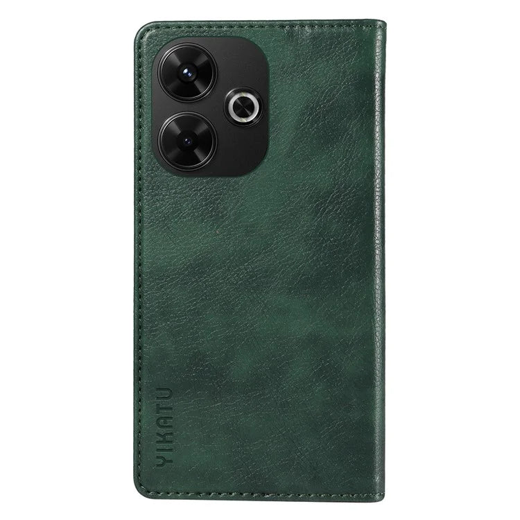 YIKATU YK-006 For Xiaomi Redmi 13 5G / 13 4G Phone Stand Case Litchi Texture Leather Phone Cover Wallet