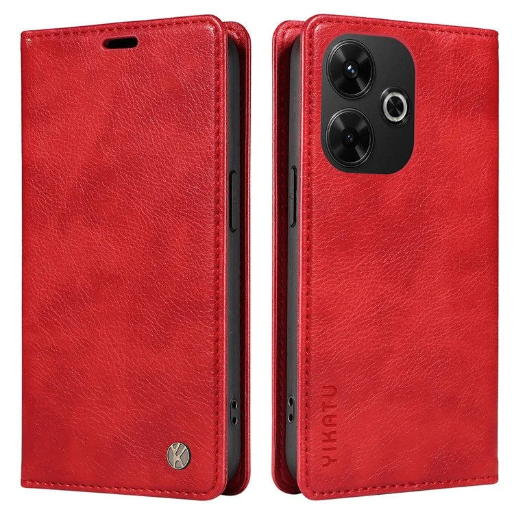 YIKATU YK-006 For Xiaomi Redmi 13 5G / 13 4G Phone Stand Case Litchi Texture Leather Phone Cover Wallet