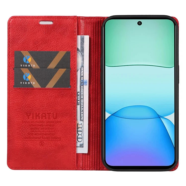 YIKATU YK-006 For Xiaomi Redmi 13 5G / 13 4G Phone Stand Case Litchi Texture Leather Phone Cover Wallet