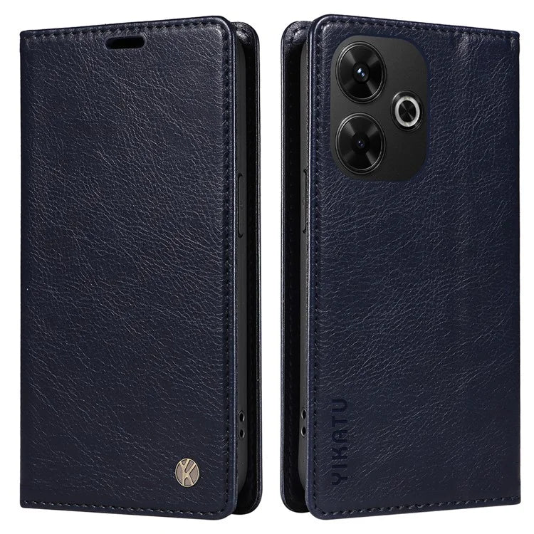 YIKATU YK-006 For Xiaomi Redmi 13 5G / 13 4G Phone Stand Case Litchi Texture Leather Phone Cover Wallet