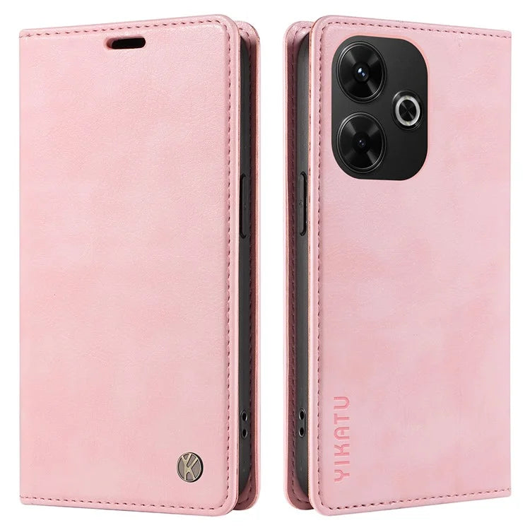 YIKATU YK-006 For Xiaomi Redmi 13 5G / 13 4G Phone Stand Case Litchi Texture Leather Phone Cover Wallet