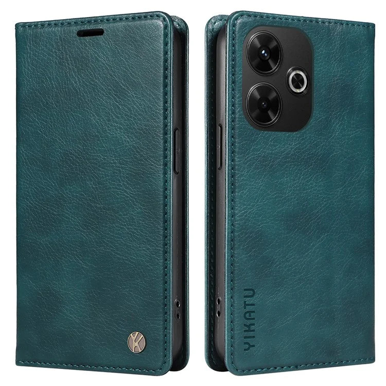 YIKATU YK-006 For Xiaomi Redmi 13 5G / 13 4G Phone Stand Case Litchi Texture Leather Phone Cover Wallet